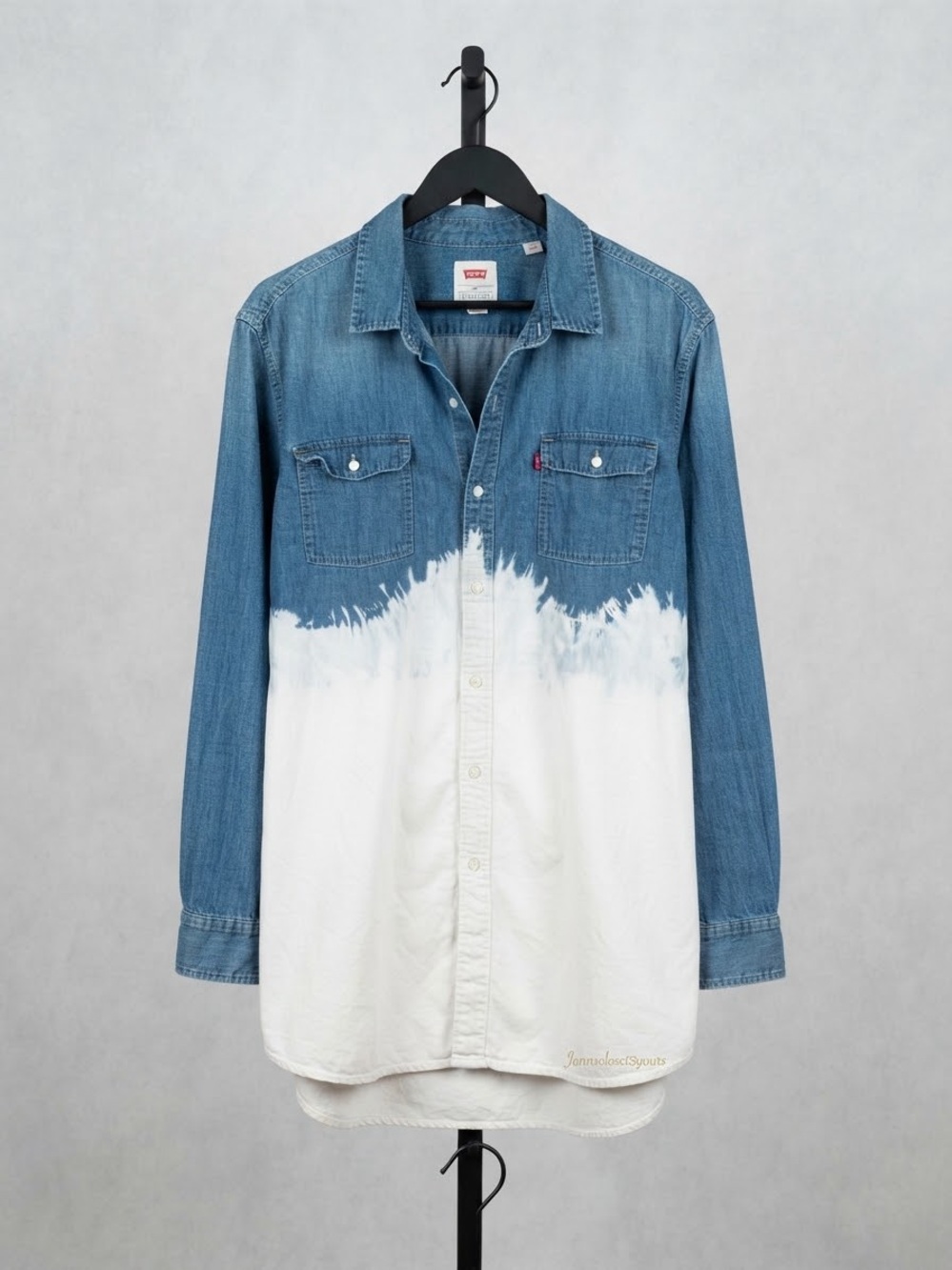 Levi's Blue and White Dip-Dye Denim Button-Down Shirt